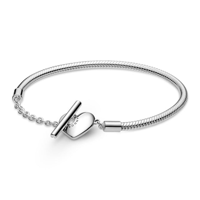 Pandora Moments Heart T-Bar Snake Chain Bracelet - 7.1in