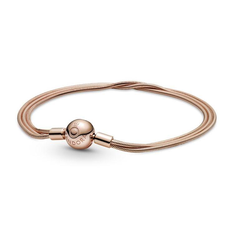 Pandora Moments Multi Snake Chain Bracelet, Rose Gold-Plated - 6.7 inches