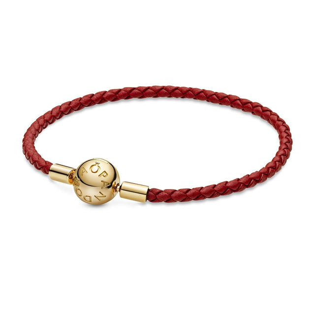 Pandora Moments Red Woven Leather Bracelet - 7.5in