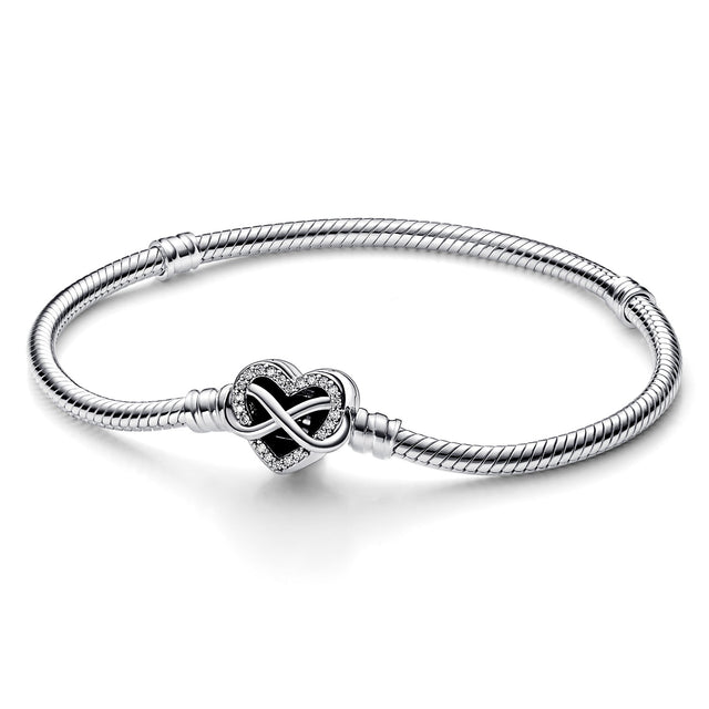 Pandora Moments Sparkling Infinity Heart Clasp Snake Chain Bracelet | 6.7 Inches
