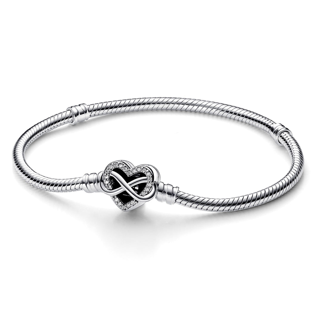 Pandora Moments Sparkling Infinity Heart Clasp Snake Chain Bracelet | 6.7 Inches