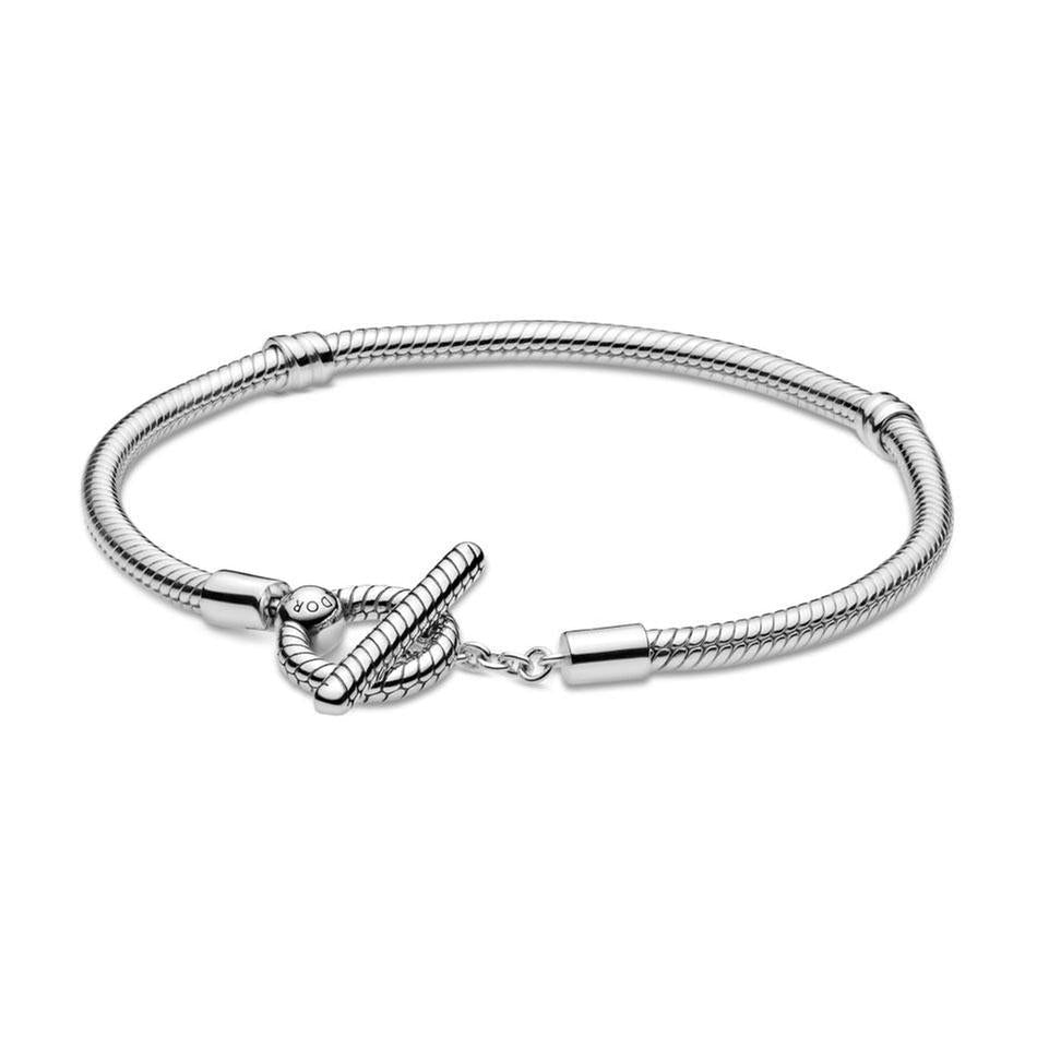 Pandora Moments T-Bar Snake Chain Bracelet - Size 6.7 inches