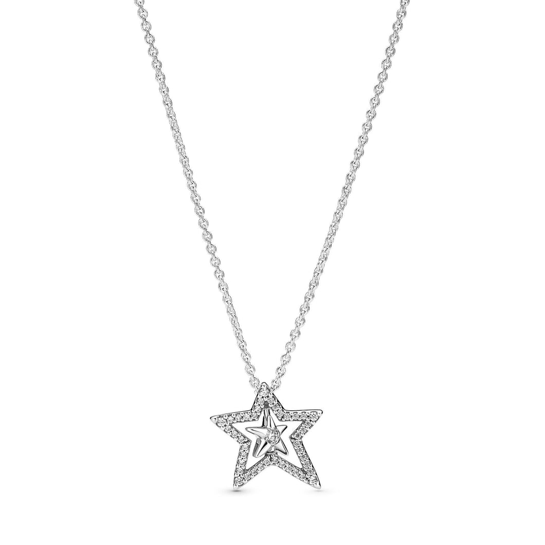 Pandora Pave Asymmetric Star Collier Necklace