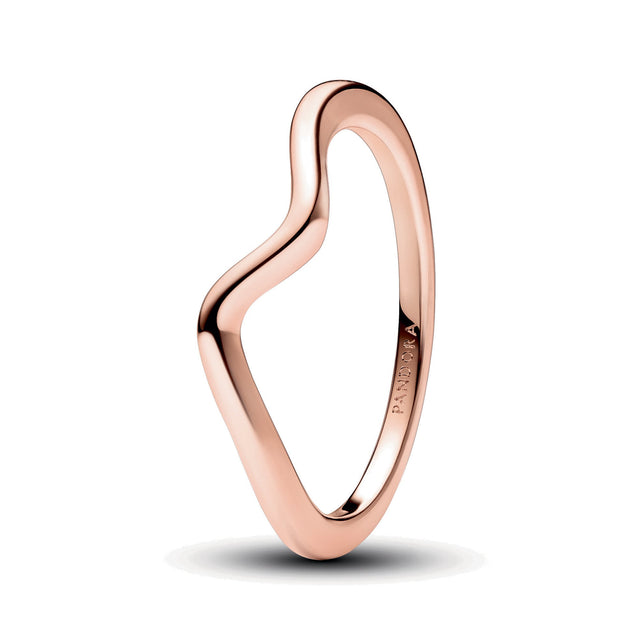 Pandora Polished Wave Rose Gold-Plated Ring - Size 4.5