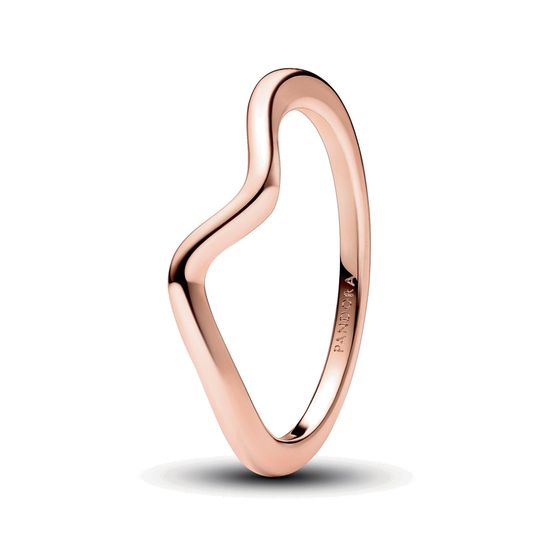 Pandora Polished Wave Rose Gold-Plated Ring - Size 4.5