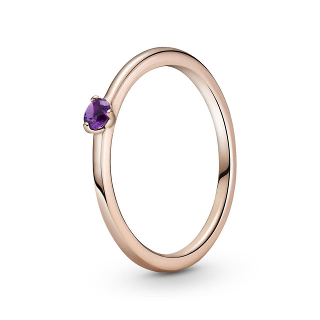 Pandora Purple Solitaire Ring, Rose Gold-Plated - Size 6