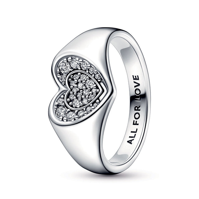 Pandora Radiant Heart Pave Signet Ring | Size 5