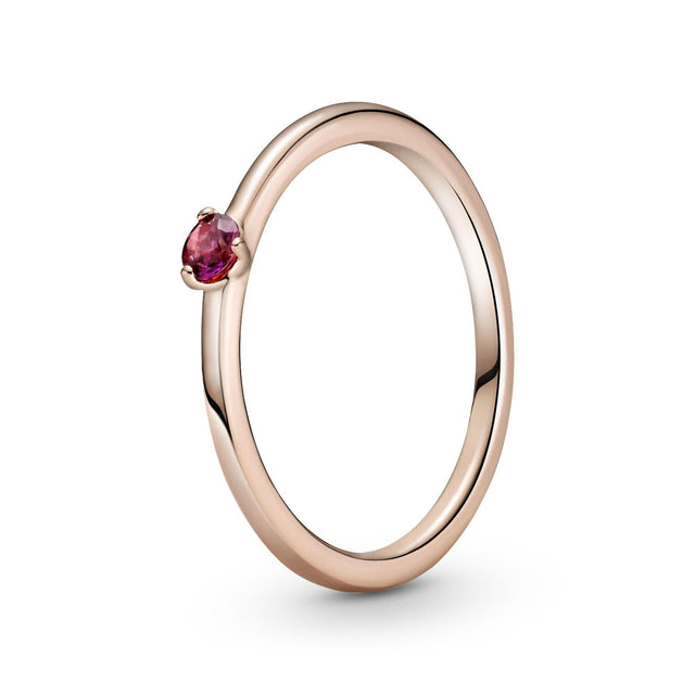 Pandora Red Solitaire Ring, Rose Gold-Plated - Size 7