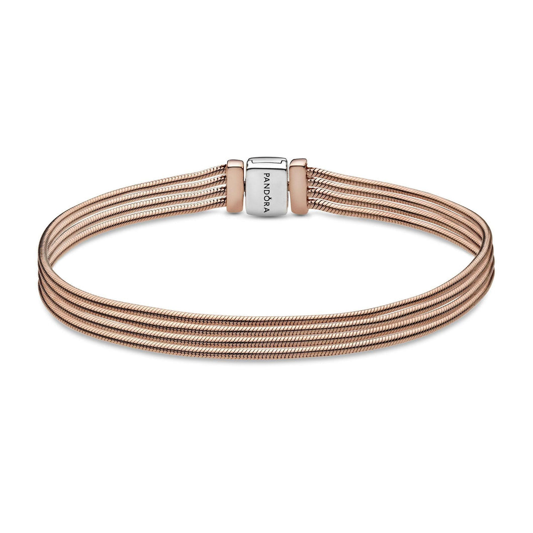 Pandora Reflexions Multi Snake Chain Bracelet, Rose Gold-Plated - 6.3inches