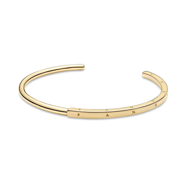 Pandora Signature I-D Bangle Bracelet, Gold-Plated - 7.5in