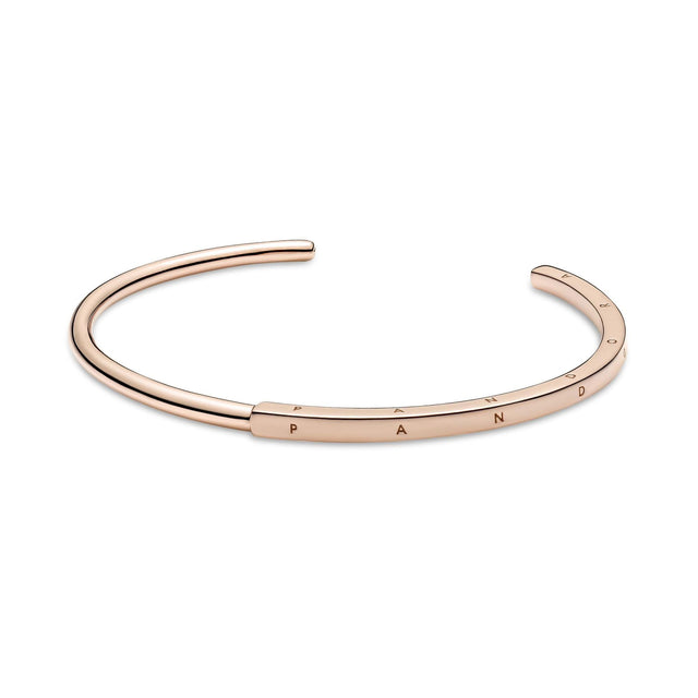 Pandora Signature I-D Bangle Bracelet, Rose Gold-Plated - 6.3in