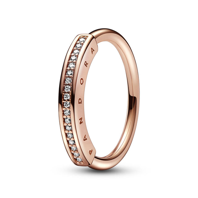 Pandora Signature I-D Pave Ring | Rose Gold-Plated - Size 7.5