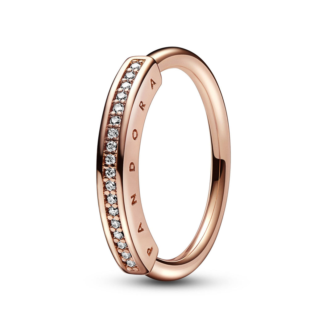 Pandora Signature I-D Pave Ring | Rose Gold-Plated - Size 7.5