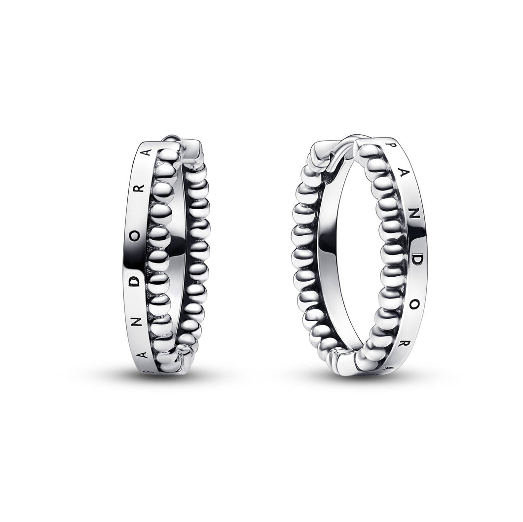 Pandora Signature Logo & Beads Hoop Earrings