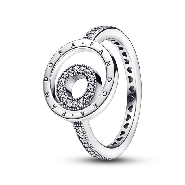 Pandora Signature Logo Circles Pave Ring - Size 6