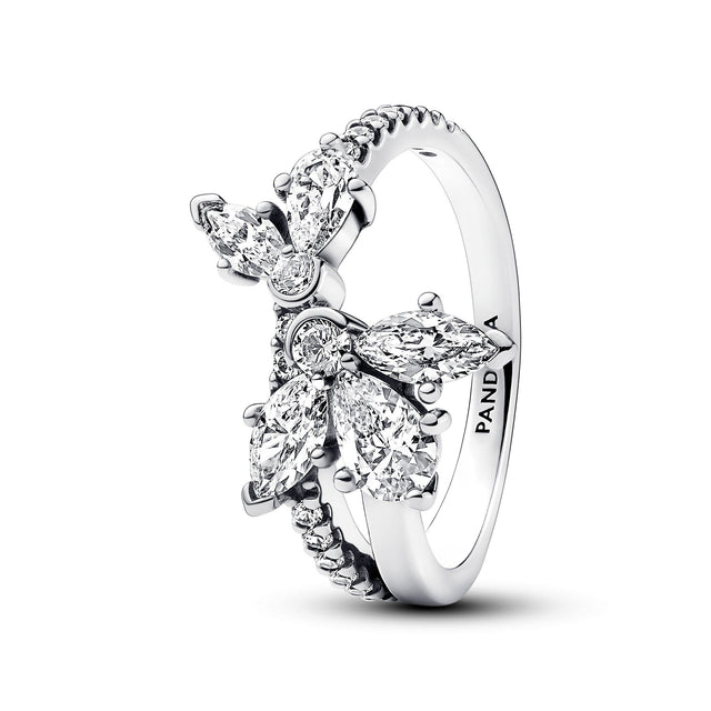 Pandora Sparkling Asymmetrical Herbarium Cluster Ring - Size 5