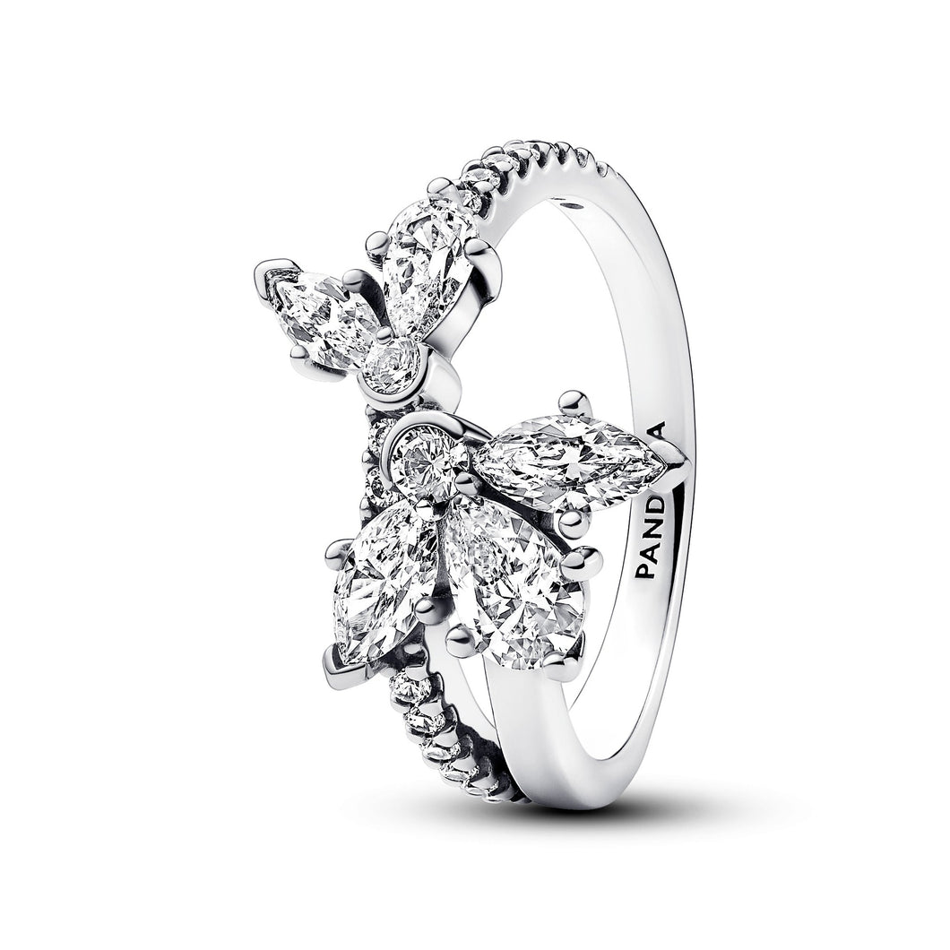 Pandora Sparkling Asymmetrical Herbarium Cluster Ring - Size 5