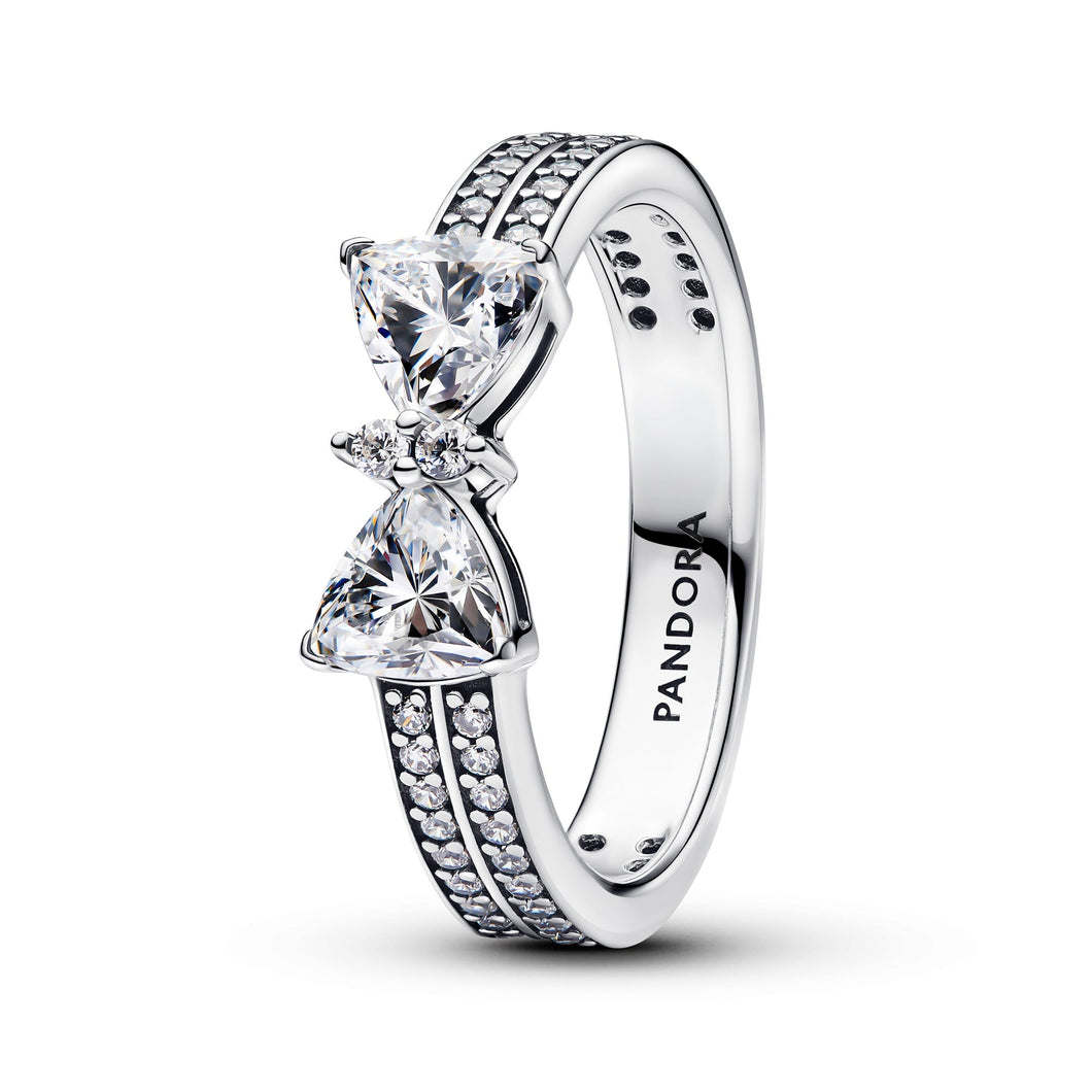 Pandora Sparkling Bow Double-Row Ring - Size 4.5