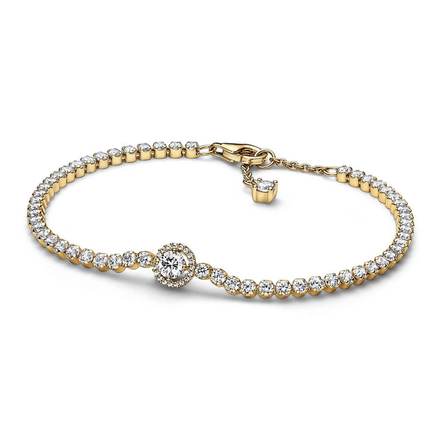 Pandora Sparkling Halo Tennis Bracelet | Gold-Plated - 6.3 Inches