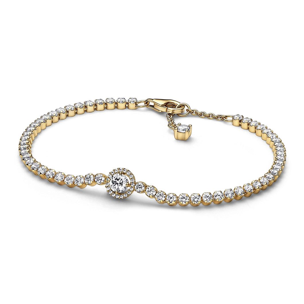 Pandora Sparkling Halo Tennis Bracelet | Gold-Plated - 6.3 Inches
