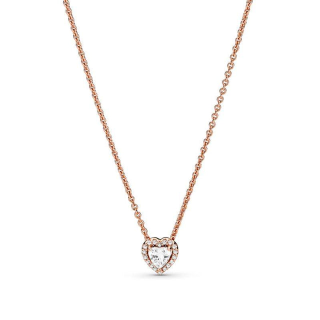 Pandora Sparkling Heart Collier Necklace, Rose Gold-Plated