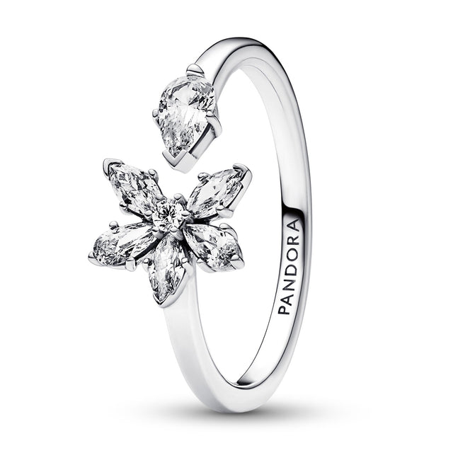 Pandora Sparkling Herbarium Cluster Open Ring | Size 7