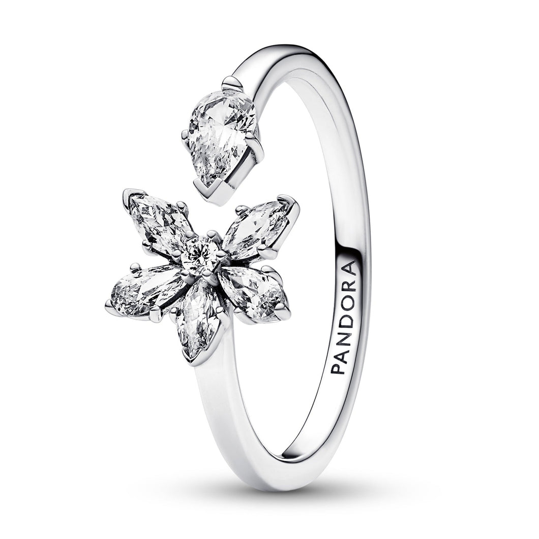 Pandora Sparkling Herbarium Cluster Open Ring | Size 7