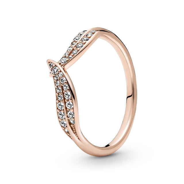 Pandora Sparkling Leaves Ring, Rose Gold-Plated - Size 7.5