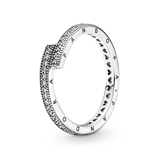 Pandora Sparkling Overlapping Ring - Size 4.5