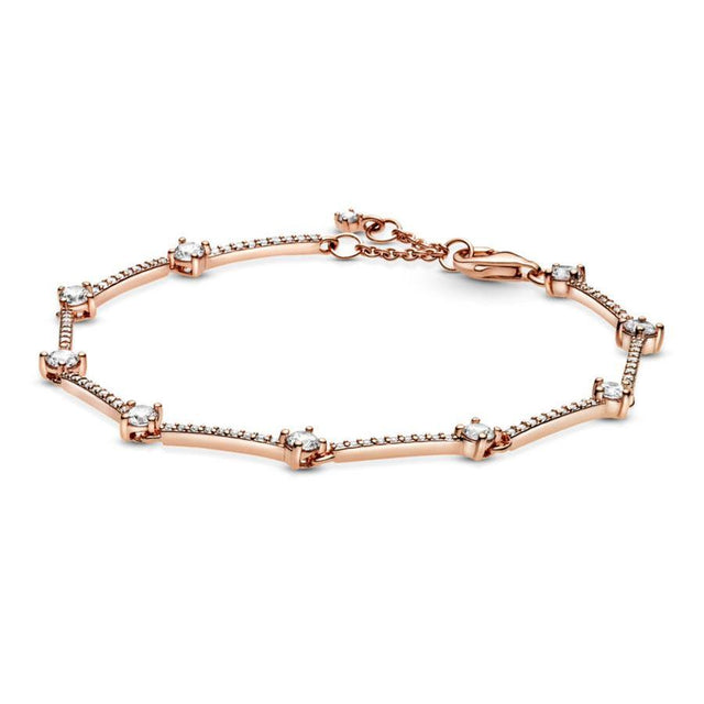 Pandora Sparkling Pave Bars Bracelet, Rose Gold-Plated - 7.8 Inches