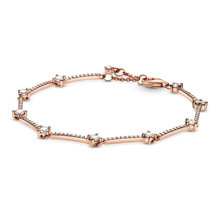 Pandora Sparkling Pave Bars Bracelet, Rose Gold-Plated - 7.8 Inches