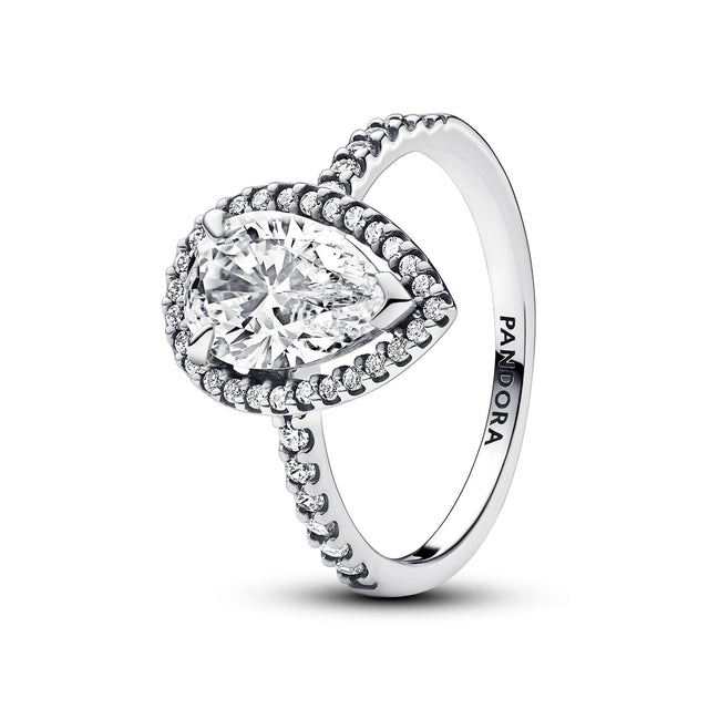 Pandora Sparkling Pear Halo Ring - Size 4.5