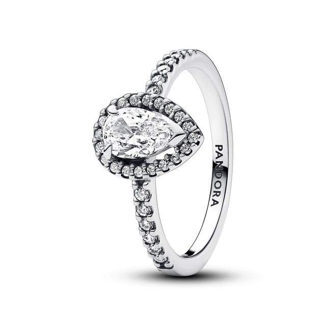 Pandora Sparkling Pear Halo Ring - Size 4.5
