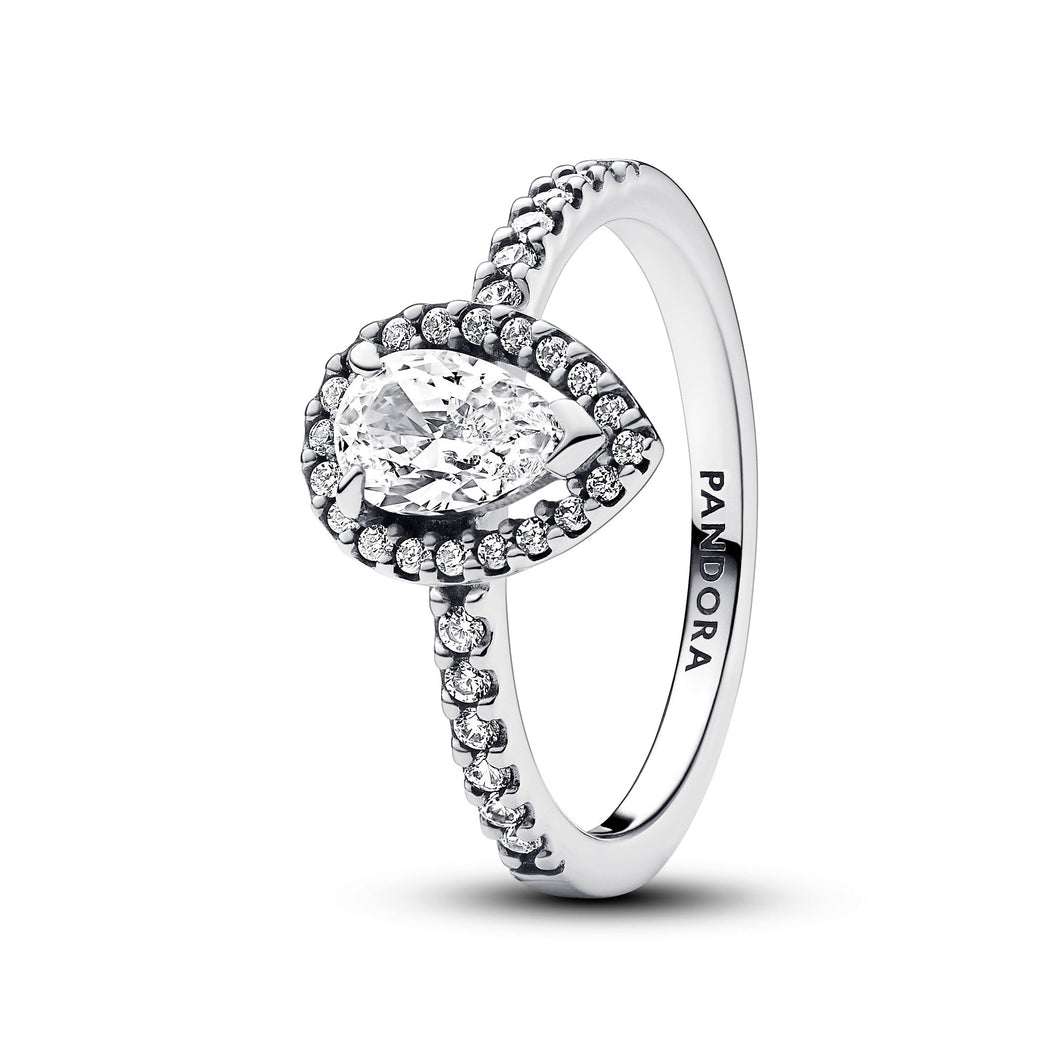 Pandora Sparkling Pear Halo Ring - Size 4.5