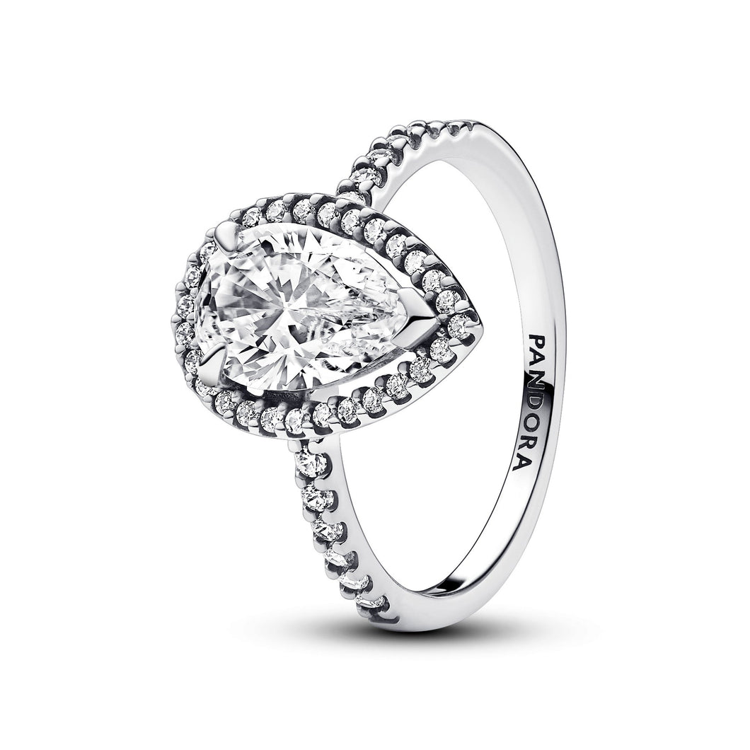 Pandora Sparkling Pear Halo Ring - Size 4.5