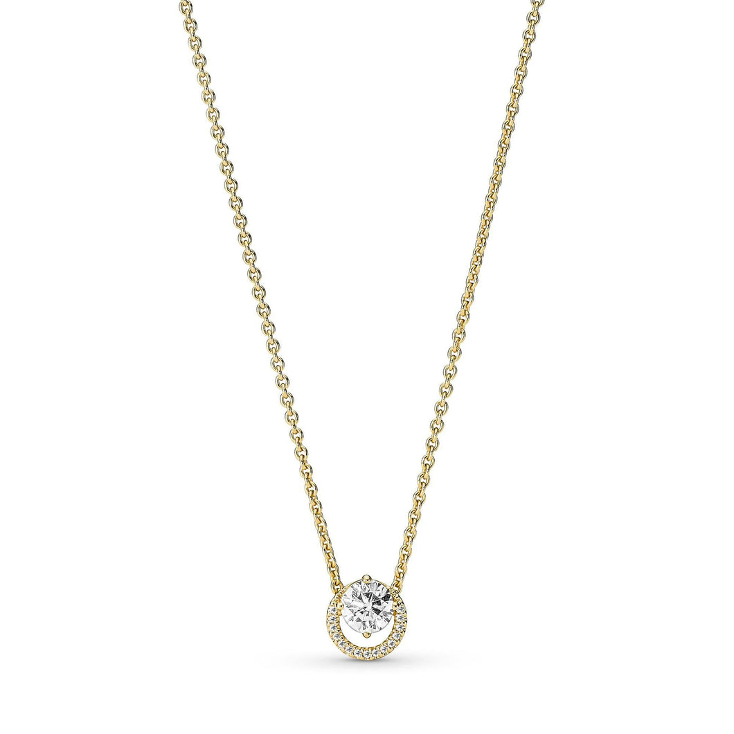 Pandora Sparkling Round Halo Pendant Collier Necklace, Gold-Plated