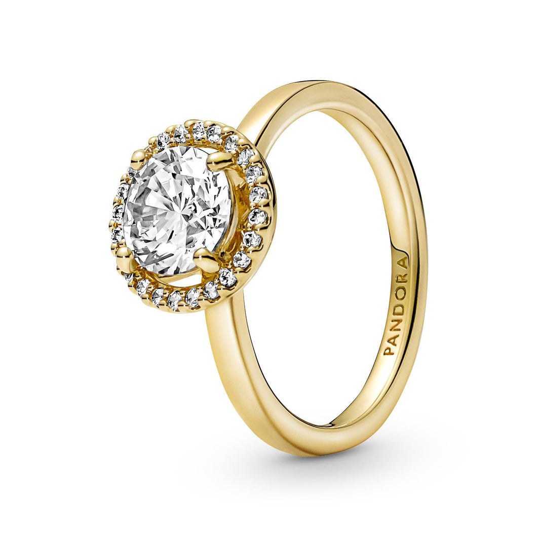 Pandora Sparkling Round Halo Ring, Gold-Plated - Size 9