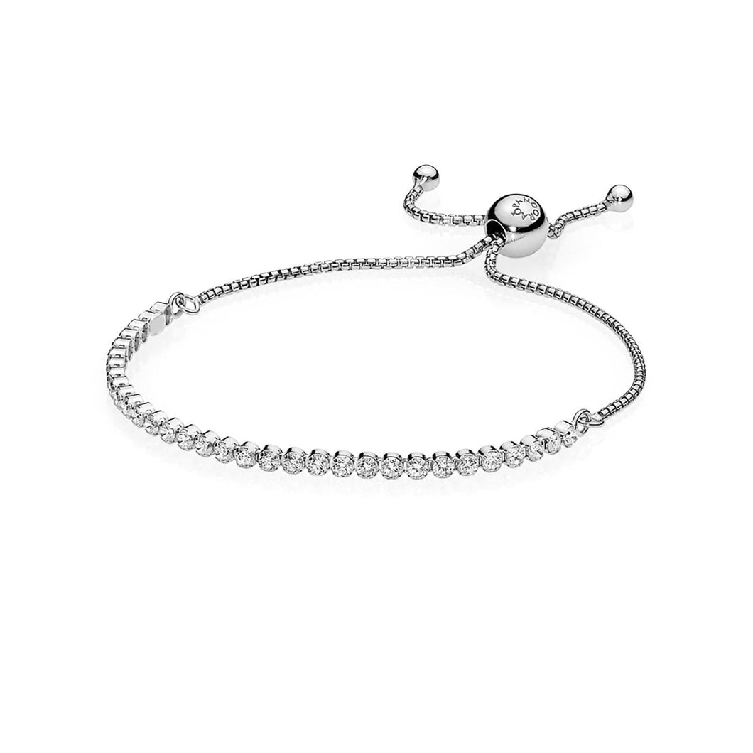 Pandora Sparkling Slider Tennis Bolo Bracelet - Size Small