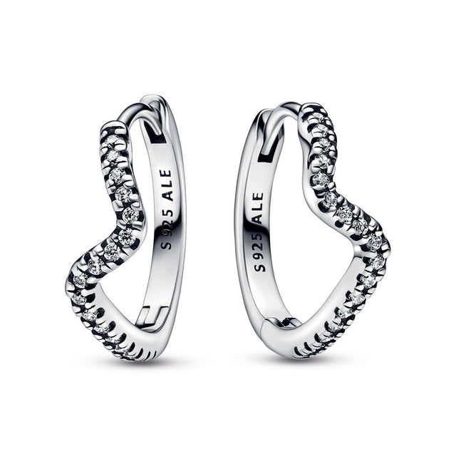 Pandora Sparkling Wave Hoop Earrings