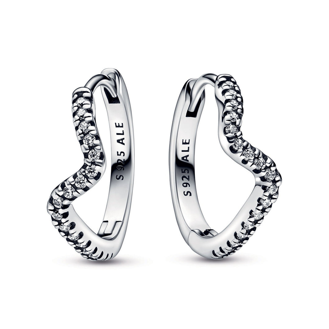 Pandora Sparkling Wave Hoop Earrings