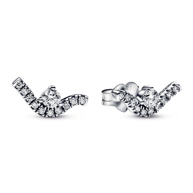 Pandora Sparkling Wave Stud Earrings