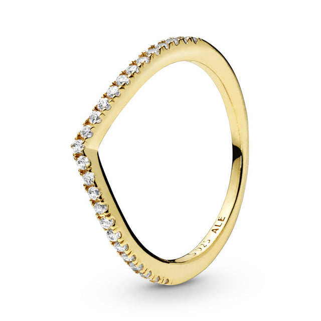 Pandora Sparkling Wishbone Ring | Gold-Plated | Size 5