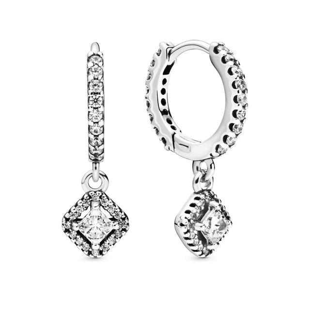 Pandora Square Sparkle Hoop Earrings