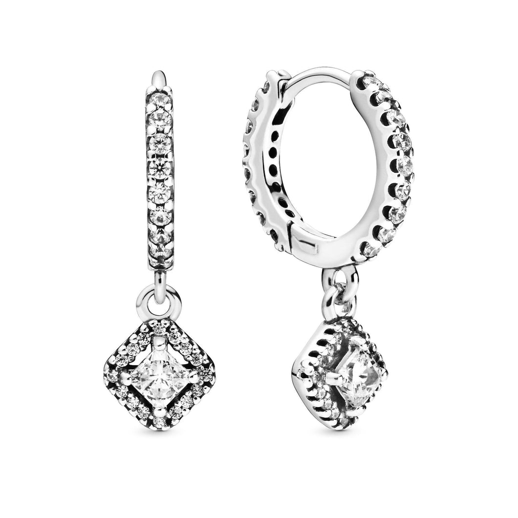 Pandora Square Sparkle Hoop Earrings