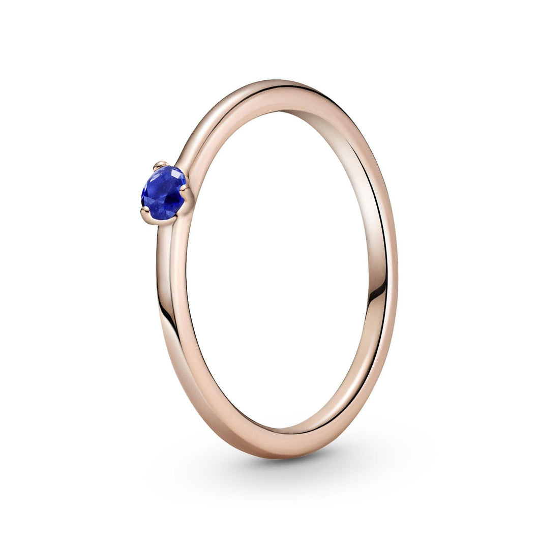 Pandora Stellar Blue Solitaire Ring, Rose Gold-Plated - Size 6