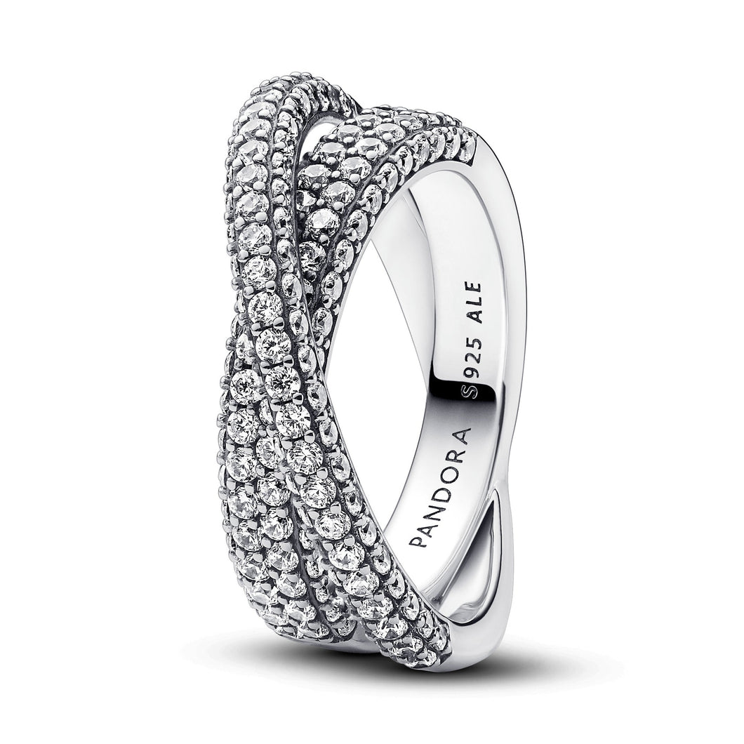 Pandora Timeless Pave Crossover Dual Band Ring - Size 4.5