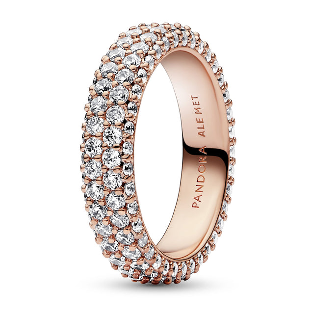 Pandora Timeless Pave Double-Row Ring | Rose Gold-Plated | Size 4.5