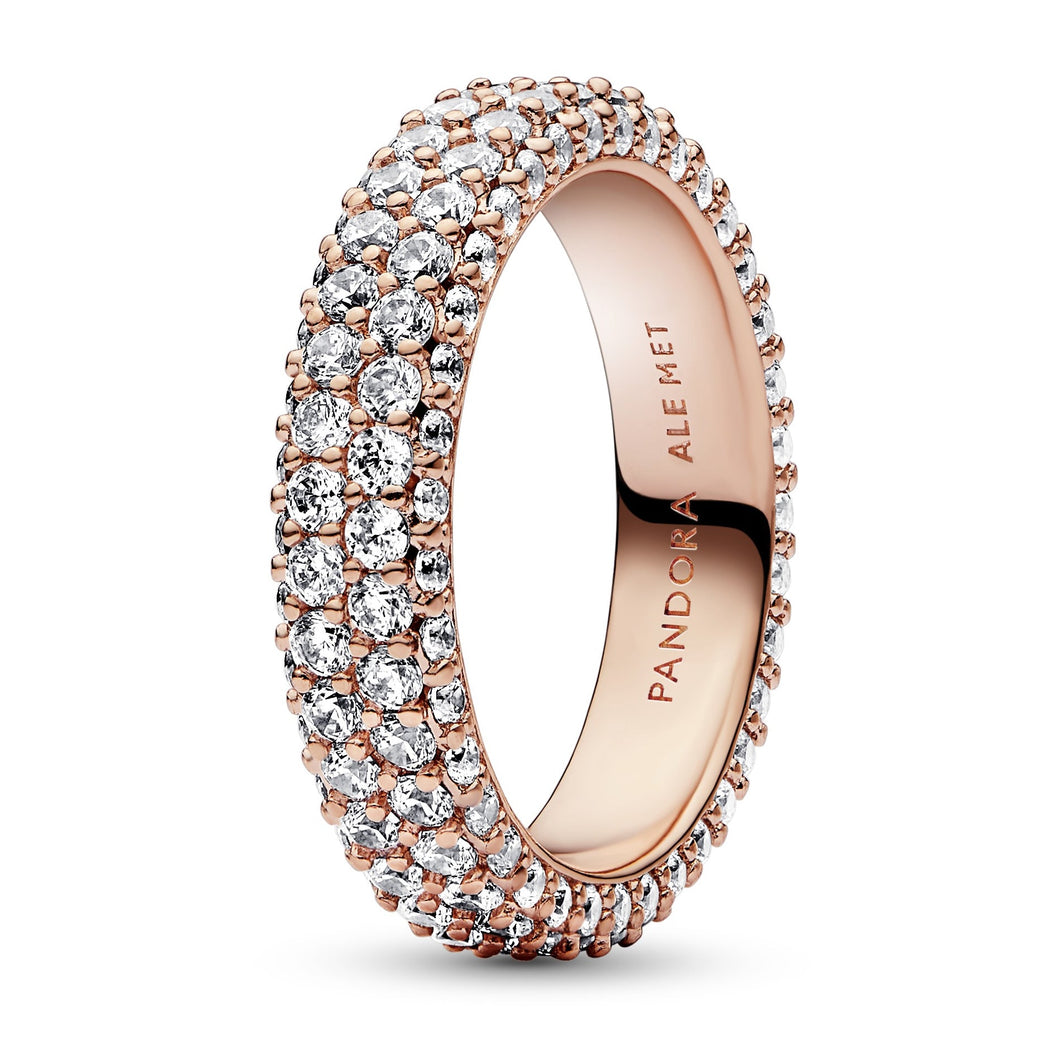 Pandora Timeless Pave Double-Row Ring | Rose Gold-Plated | Size 4.5