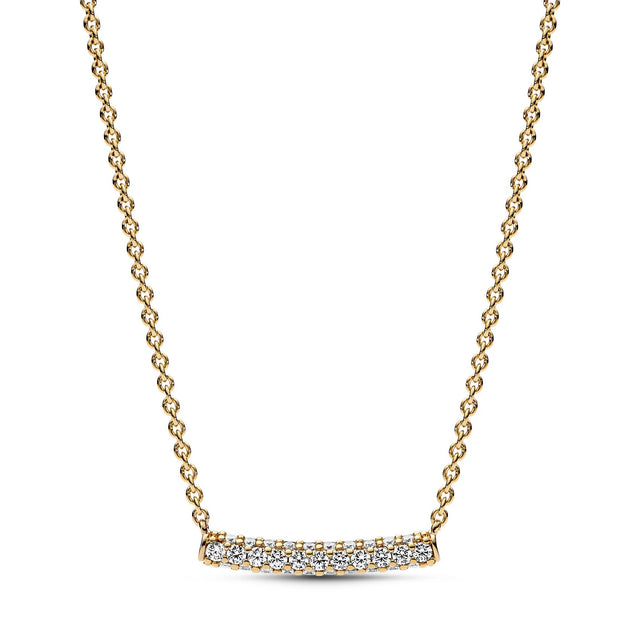 Pandora Timeless Pave Single-Row Bar Collier Necklace | Gold-Plated