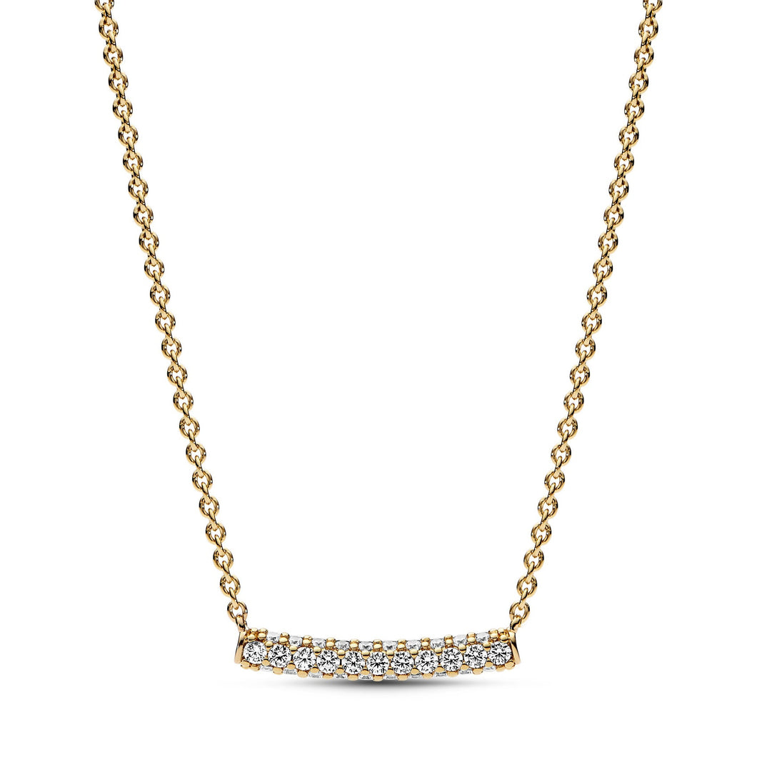 Pandora Timeless Pave Single-Row Bar Collier Necklace | Gold-Plated